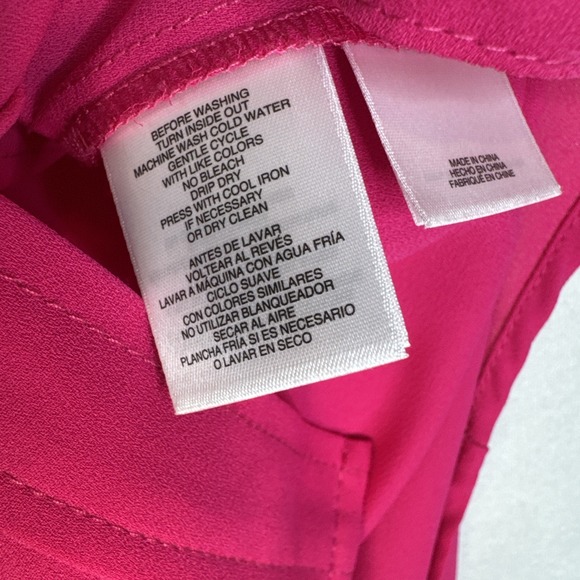 Anne Klein Fuchsia Blouse Petite Small Button Up Career Top Chest Pockets - Picture 6 of 10
